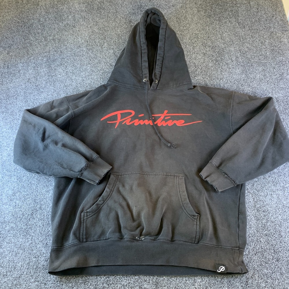Primitive Apparel Nuevo Hoodie Men Large Black Logo Cotton Fleece Lined Pullover